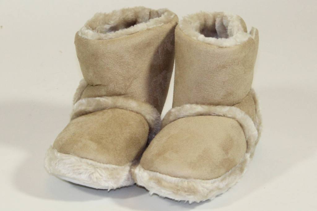 Pantoffels kinderen hoog met velcrostrip Beige