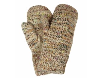 Gebreide Dames want met pels beige gespikkeld