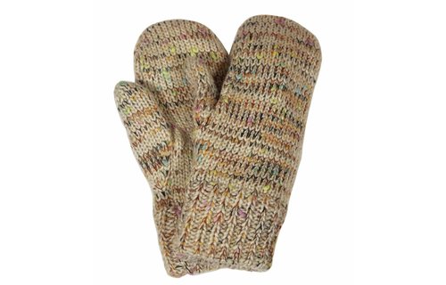 Gebreide Dames want met pels beige gespikkeld