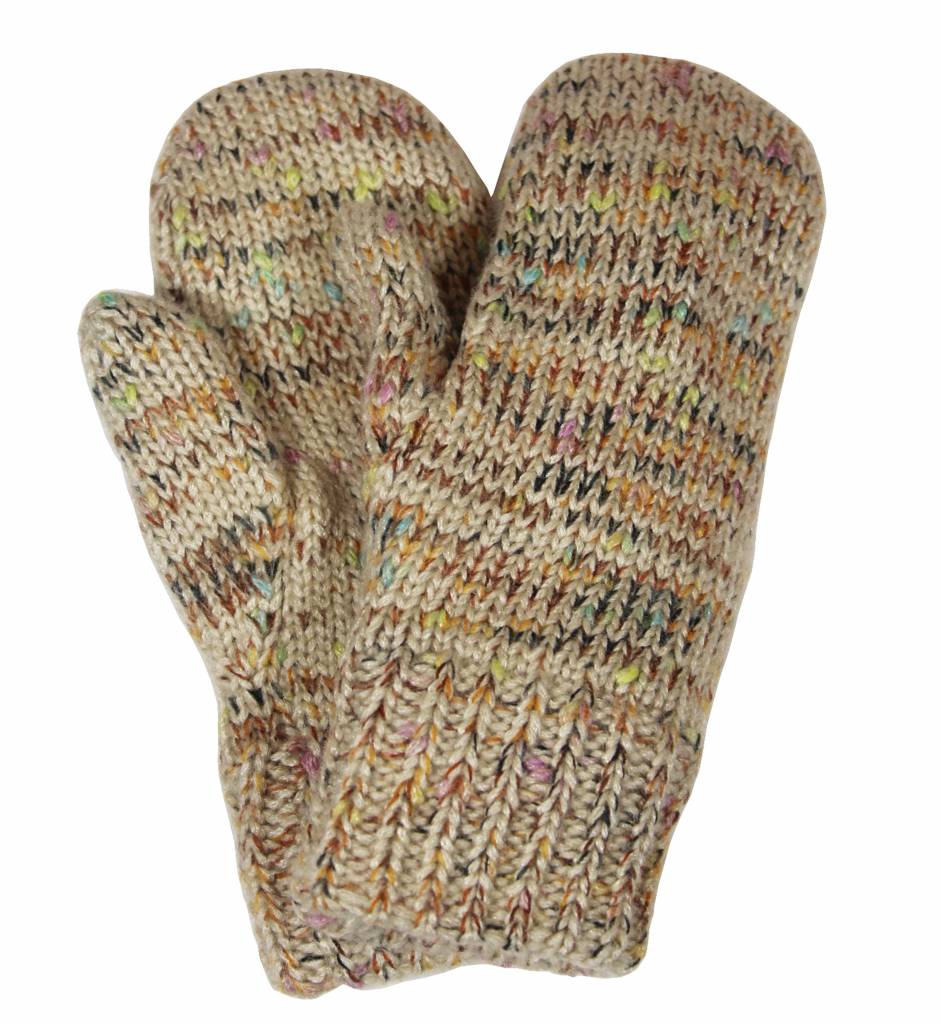 Gebreide Dames want met pels beige gespikkeld