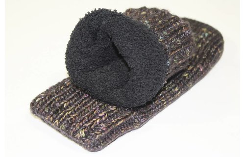 Gebreide Dames want met pels zwart gespikkeld