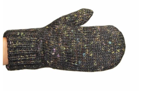 Gebreide Dames want met pels zwart gespikkeld