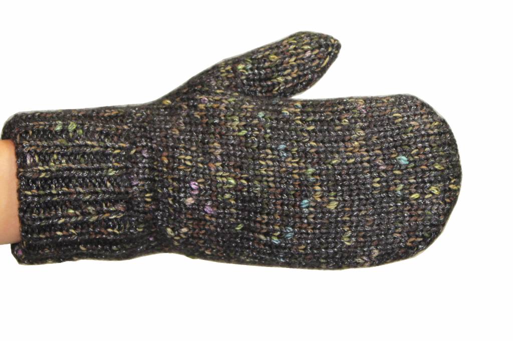 Gebreide Dames want met pels zwart gespikkeld