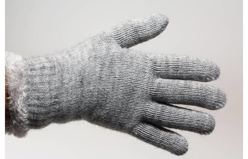 Dames handschoenen met pels licht Grijs glinstering