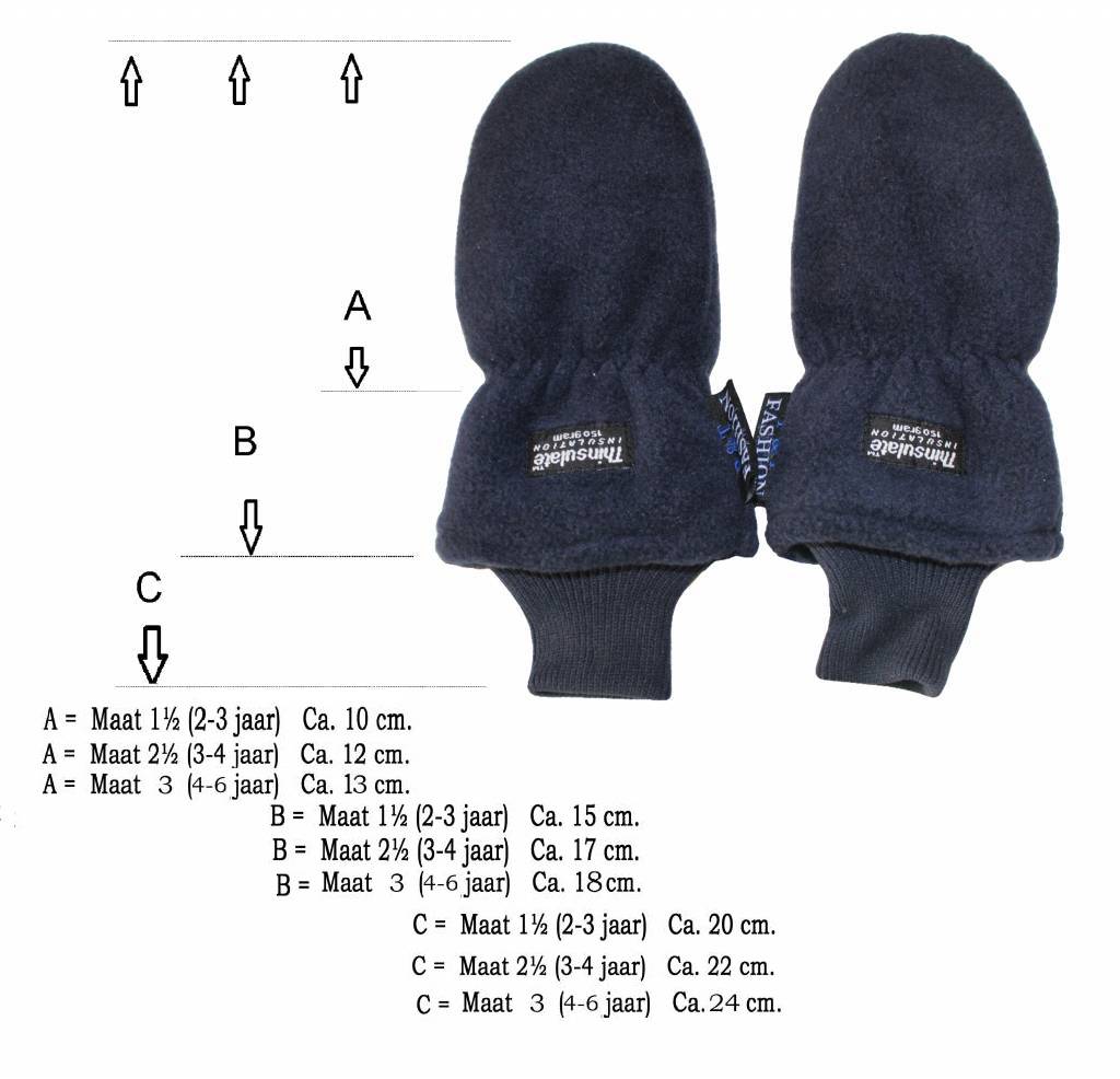 Fleece wanten kinderen navy Blauw