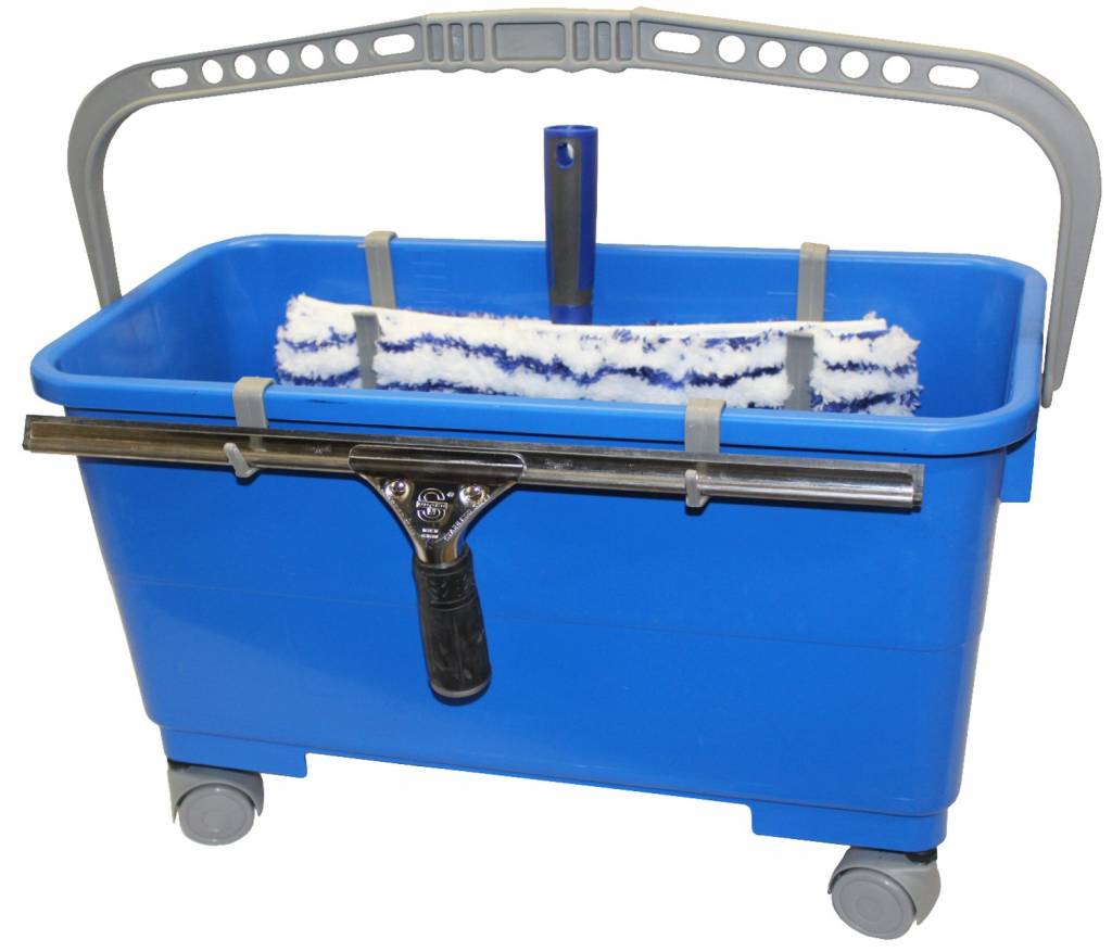 Raamwas emmer 22 liter met wieltjes en ophangsysteem Raamwas emmer 22 liter met wieltjes en ophangsysteem