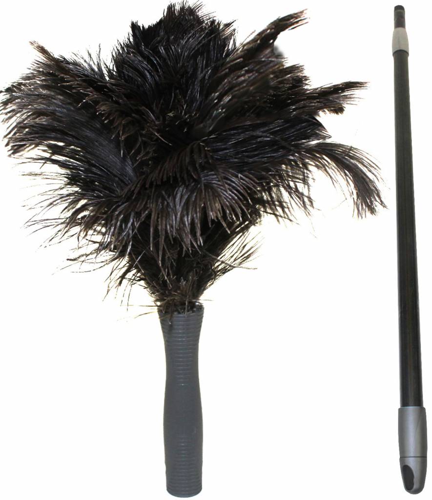 Struisvogel Plumeau 2 kransen met telescoopsteel