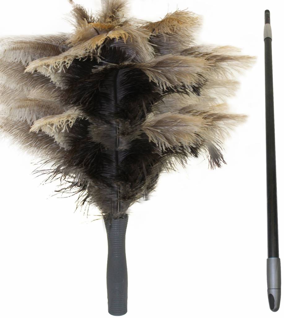 Struisvogel Plumeau 5 kransen met telescoopsteel