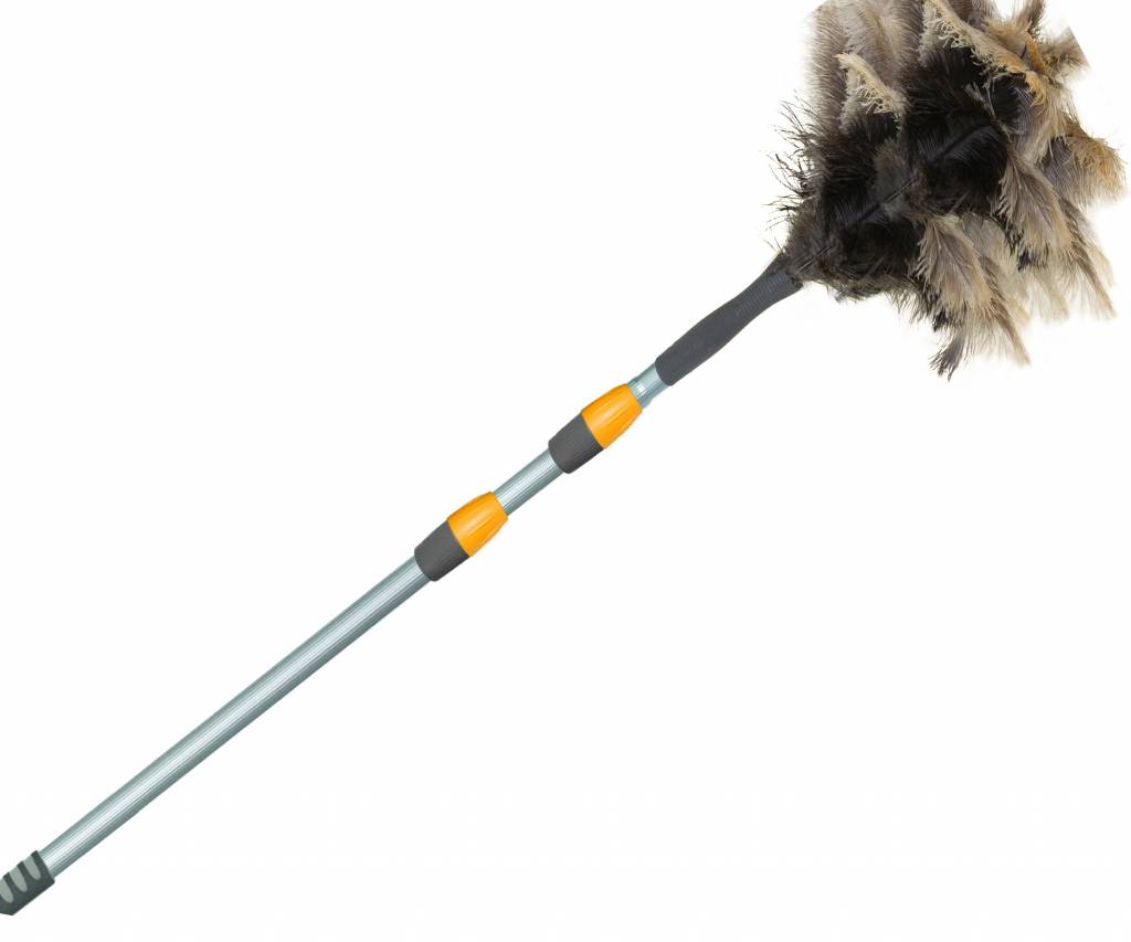 Struisvogel Plumeau 5 kransen met telescoopsteel