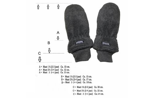 Fleece wanten kinderen antraciet Grijs