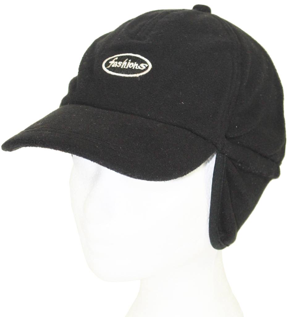 Fleece pet met oorflappen "Fashions" Zwart