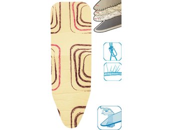 Strijkplankovertrek 3 lagen maat A wit/mauve vierkant