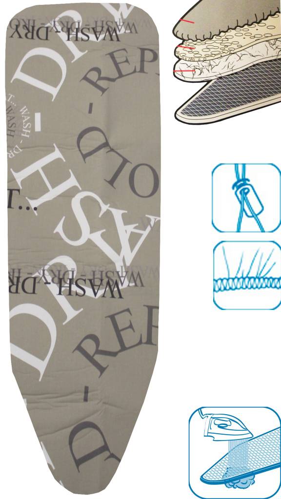 Strijkplankovertrek 3 lagen maat A Beige / repeat fold