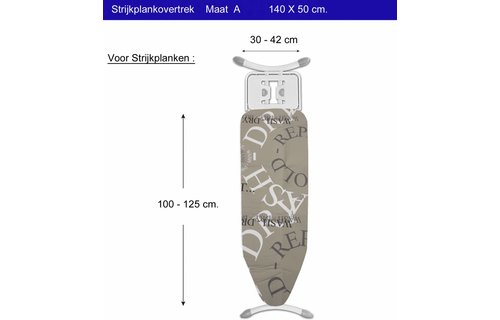 Strijkplankovertrek 3 lagen maat A Beige / repeat fold