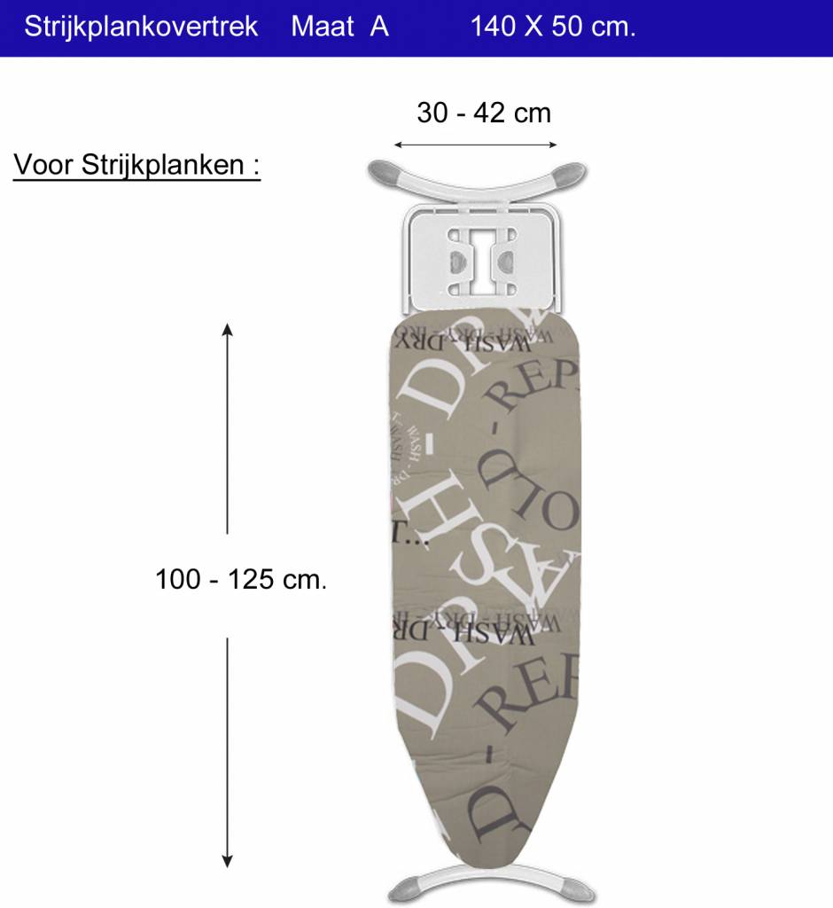 Strijkplankovertrek 3 lagen maat A Beige / repeat fold Strijkplankovertrek 3 lagen maat A Beige / repeat fold