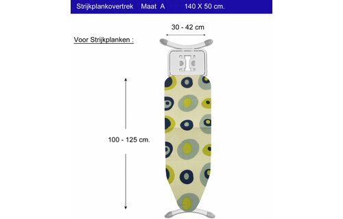 Strijkplankovertrek 3 lagen maat A blauw/groen balls