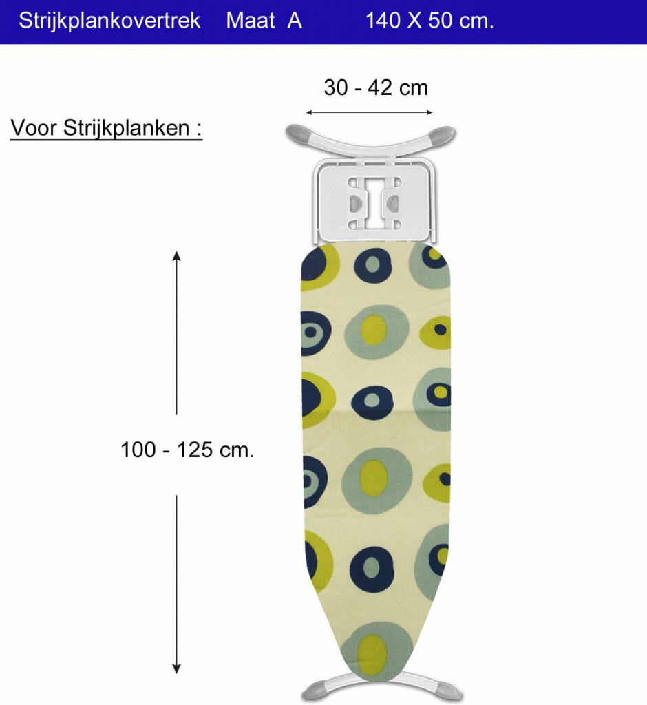 Strijkplankovertrek 3 lagen maat A blauw/groen balls Strijkplankovertrek 3 lagen maat A blauw/groen balls