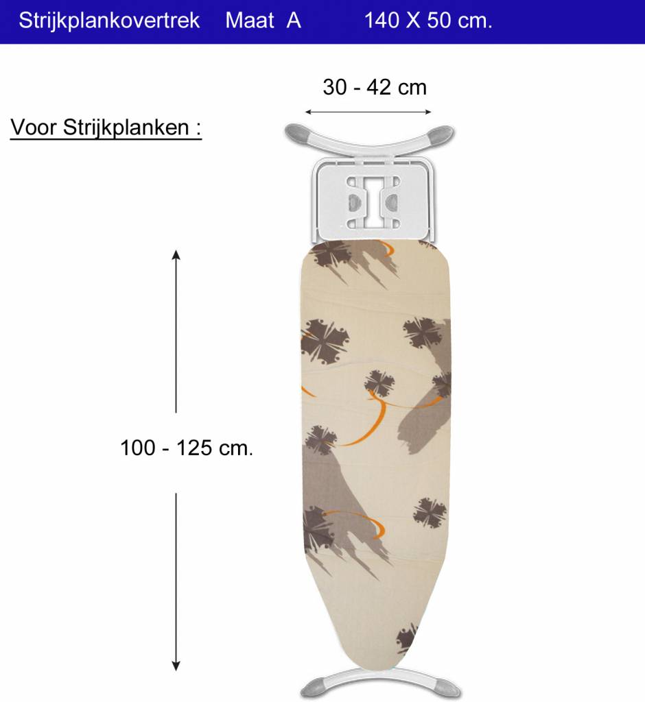 Strijkplankovertrek 3 lagen maat A beige / bruin Strijkplankovertrek 3 lagen maat A beige / bruin
