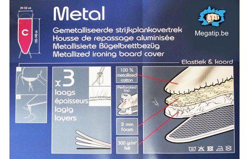 Strijkplankovertrek 3 lagen maat C Gemetalliseerd