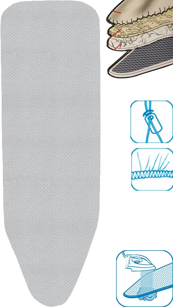 Strijkplankovertrek 3 lagen maat C Gemetalliseerd