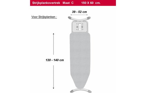 Strijkplankovertrek 3 lagen maat C Gemetalliseerd