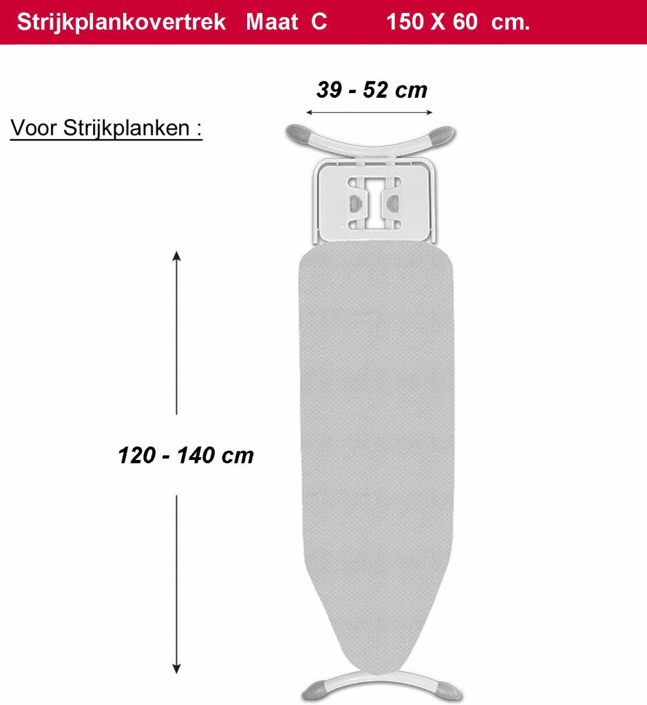 Strijkplankovertrek 3 lagen maat C Gemetalliseerd Strijkplankovertrek 3 lagen maat C Gemetalliseerd