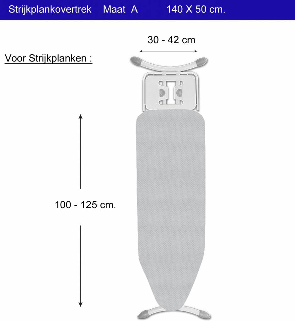 Strijkplankovertrek 3 lagen maat A Gemetalliseerd