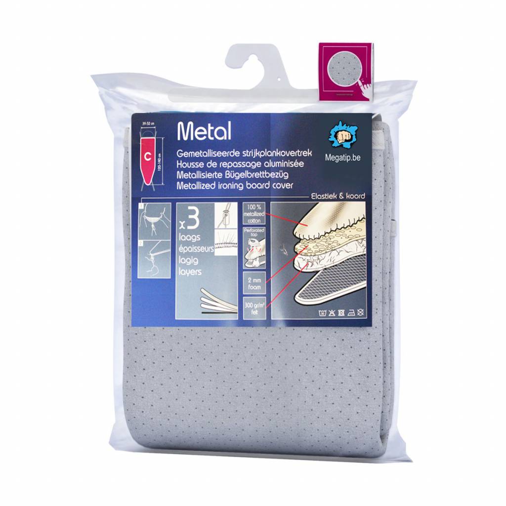Strijkplankovertrek 3 lagen maat C Gemetalliseerd Strijkplankovertrek 3 lagen maat C Gemetalliseerd
