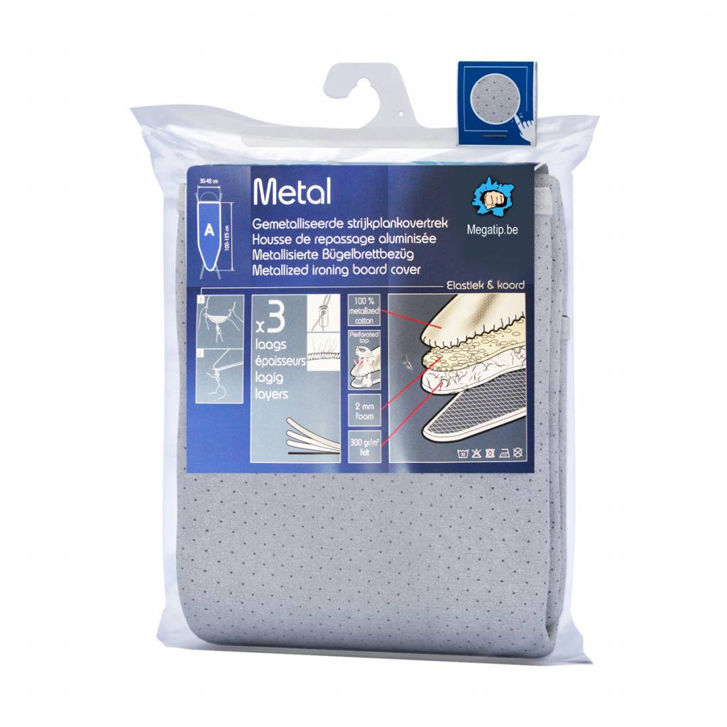 Strijkplankovertrek 3 lagen maat A Gemetalliseerd