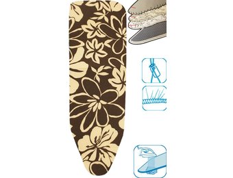 Strijkplankovertrek 3 lagen maat C Bruin/witte bloemmotief