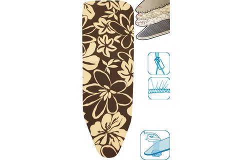 Strijkplankovertrek 3 lagen maat C Bruin/witte bloemmotief