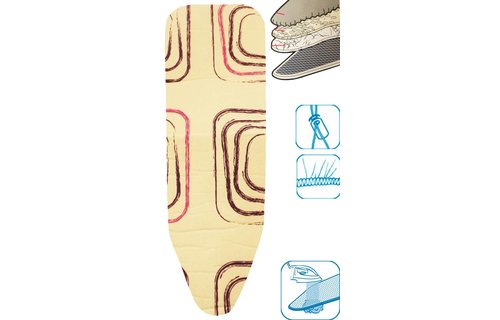 Strijkplankovertrek 3 lagen maat C wit/mauve vierkant