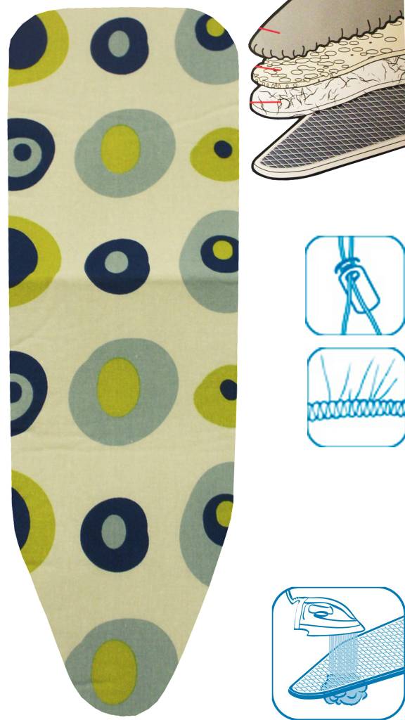 Strijkplankovertrek 3 lagen maat C blauw/groen balls Strijkplankovertrek 3 lagen maat C blauw/groen balls