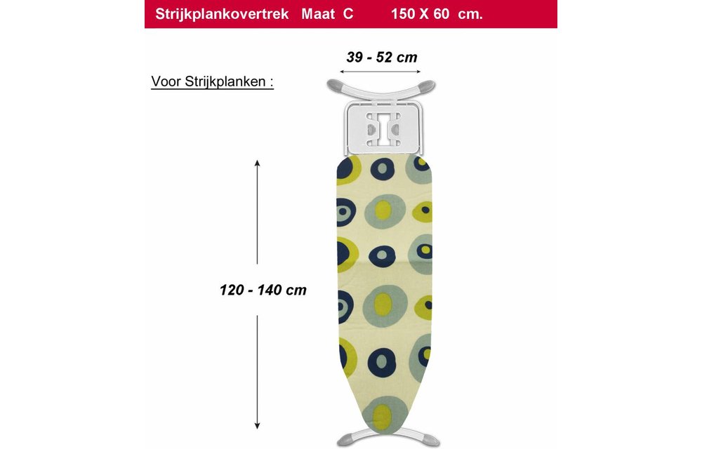 Strijkplankovertrek 3 lagen maat C blauw/groen balls Strijkplankovertrek 3 lagen maat C blauw/groen balls