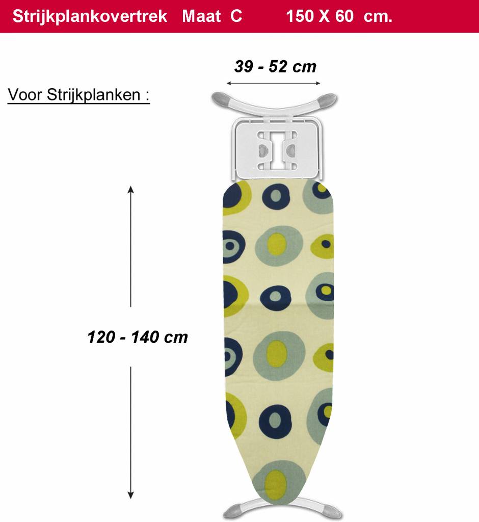 Strijkplankovertrek 3 lagen maat C blauw/groen balls Strijkplankovertrek 3 lagen maat C blauw/groen balls