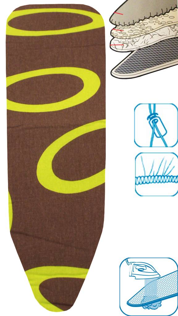 Strijkplankovertrek 3 lagen maat C Bruin / fluo ring