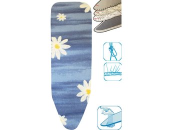 Strijkplankovertrek 3 lagen maat C Blauw / witte bloem