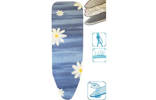 Strijkplankovertrek 3 lagen maat C Blauw / witte bloem