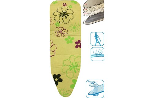 Strijkplankovertrek 3 lagen maat C Groen met bloemmotief