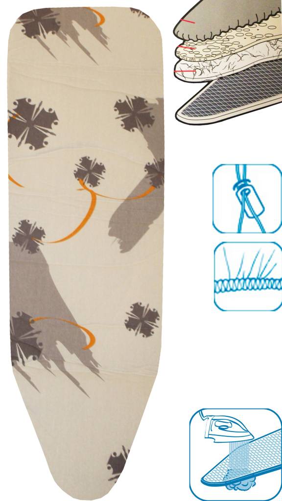 Strijkplankovertrek 3 lagen maat C beige / bruin Strijkplankovertrek 3 lagen maat C beige / bruin