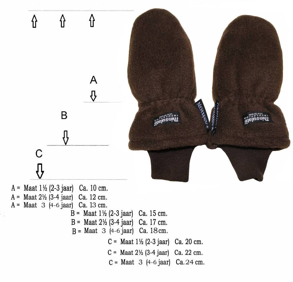 Fleece wanten kinderen Bruin