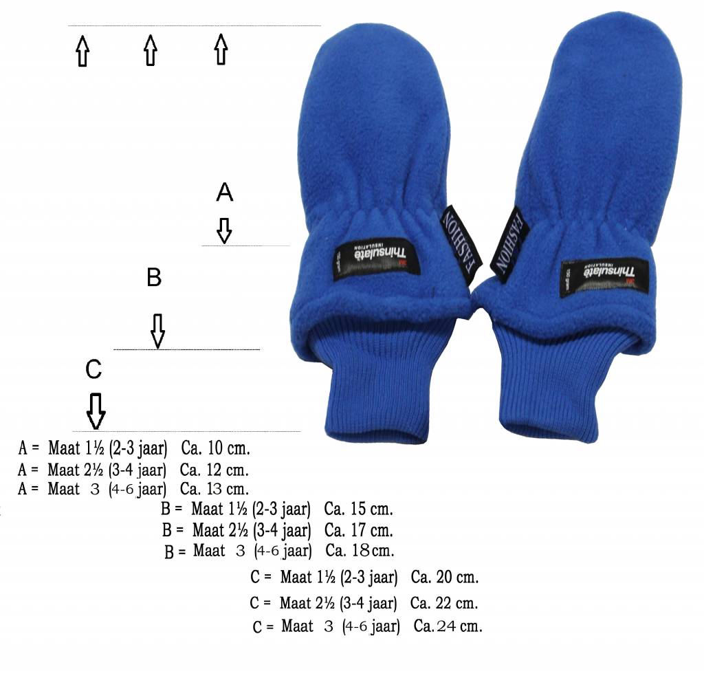 Fleece wanten kinderen bic Blauw