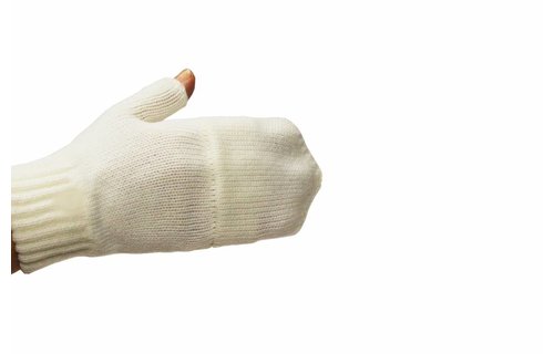 kinder handschoenen zonder vingers met flap Ecru