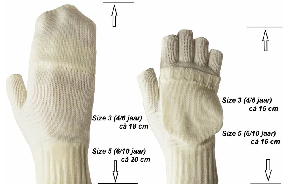 kinder handschoenen zonder vingers met Ecru | Megatip.be