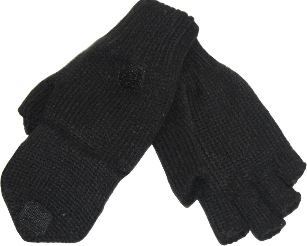 kinder handschoenen zonder vingers met flap Zwart kinder handschoenen zonder vingers met flap Zwart