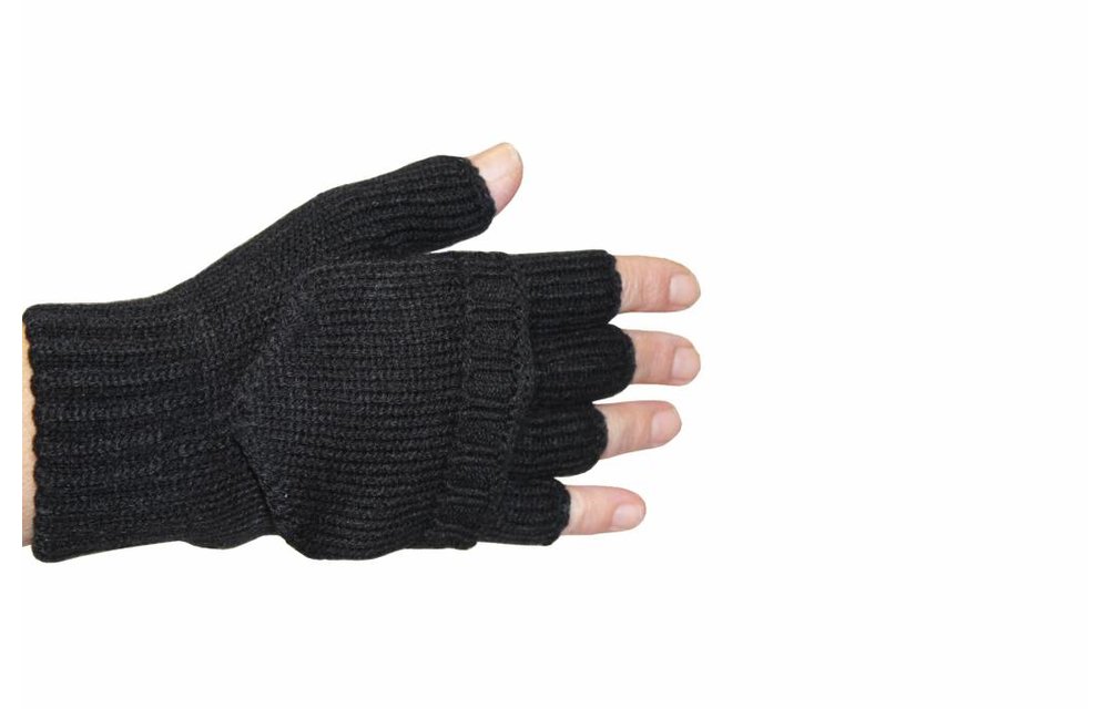 over Ja impuls kinder handschoenen zonder vingers met flap Zwart | Megatip.be