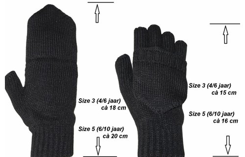kinder handschoenen zonder vingers met flap Zwart kinder handschoenen zonder vingers met flap Zwart