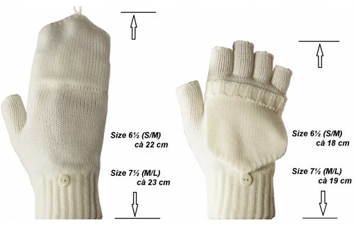 Dames handschoenen zonder vingers met flap Ecru