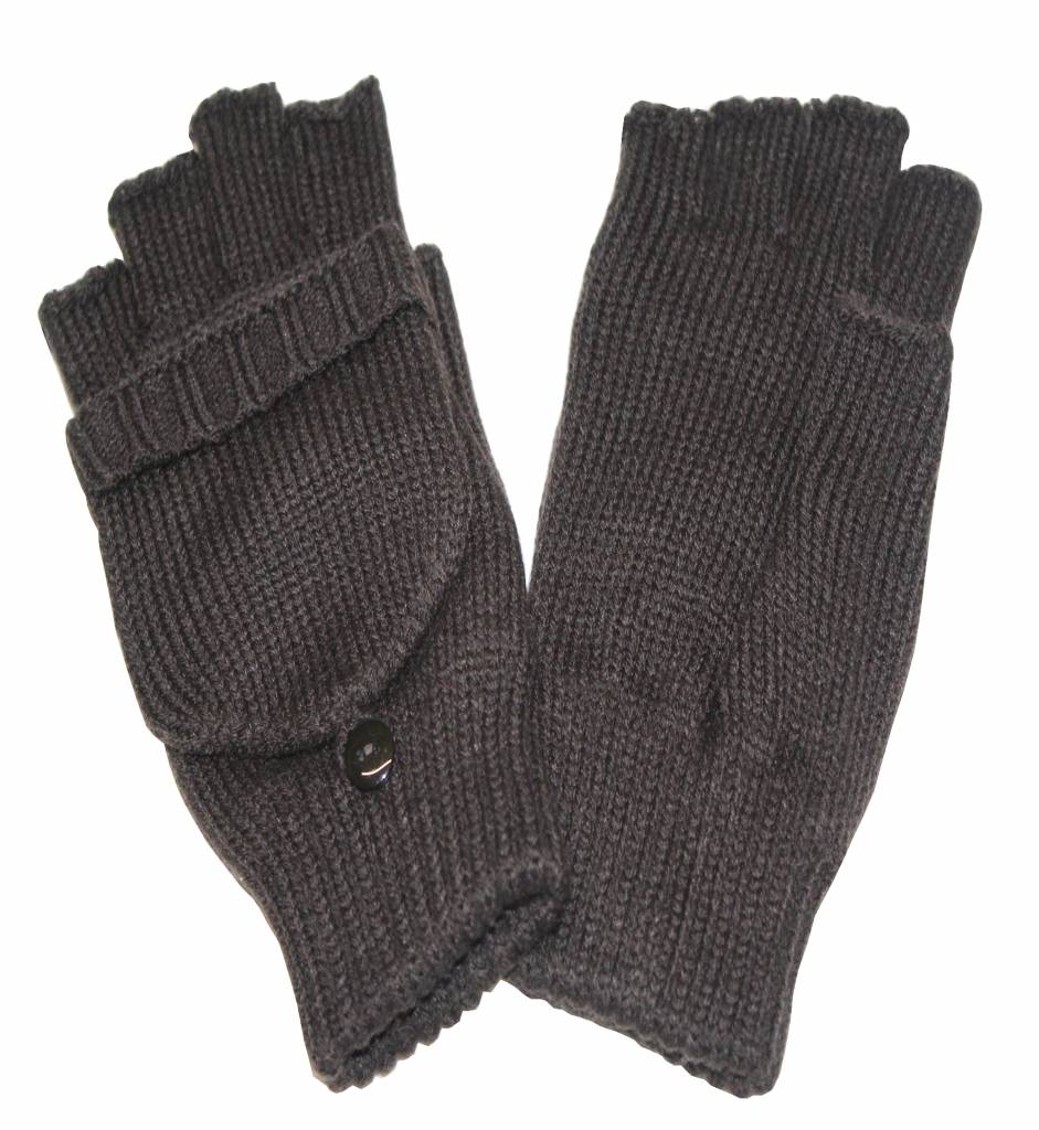 Dames handschoenen zonder vingers met flap Bruin