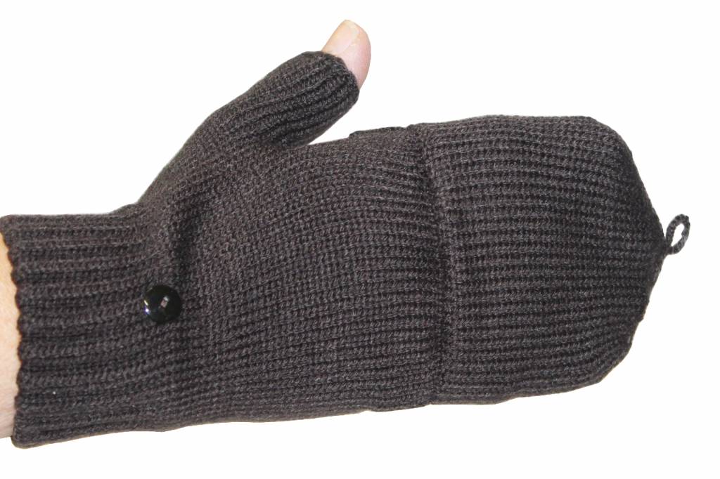 Dames handschoenen zonder vingers met flap Bruin